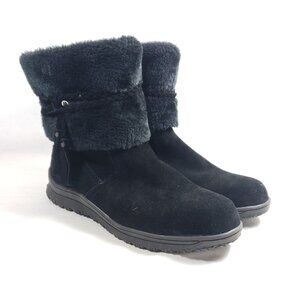 Minnetonka Womens Size 11 Black Faux Fur-Lined Suede Winter Boots Warm & Comfort